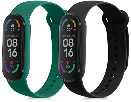 kwmobile Bracelet compatible avec Xiaomi Mi Smart Band 6 / Mi Band 6 / Band 5 bracelet - 2x bracelet de rechange en silicone pour fitness tracker