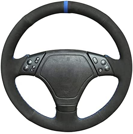 Handgenähter Auto-Lenkradbezug aus schwarzem Wildleder, für BMW 3er E36 1996-2000 E46 1998-2000 Z3 E36 7 1995-1999, Black Line