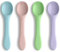 Vicloon Cucchiaini Neonato Svezzamento, 4 Pezzi Cucchiaio in Silicone Morbido Senza BPA, Cucchiaino Silicone Neonato con Manico Lungo, Cucchiai per Alimentazione, Lavabili in Lavastoviglie