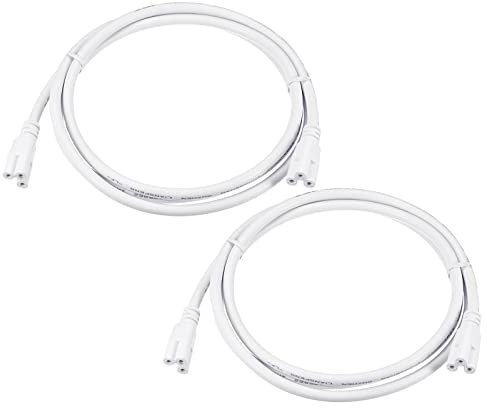 YOKIVE 2Stk LED Rohr Anschluss Kabel Strom Kabel mit Doppel Verbindung Verbinden Lampe Perfekt für Einkaufszentrum Bürogebäude (Weiß 4.92ft)