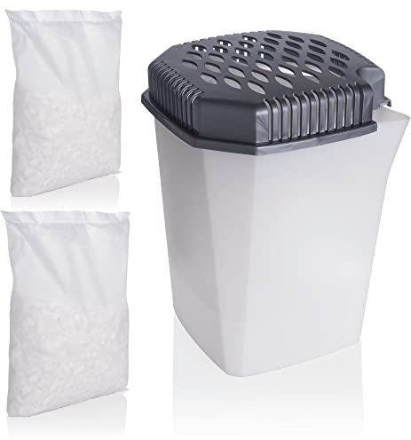 Dehumidifier with pouring spout without electricity with 2 x 680 g granules - reusable - lasts 4 months - room dehumidifier for kitchen bathroom