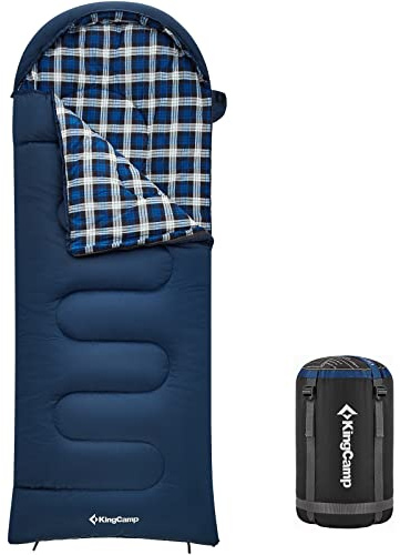 KingCamp Kinderschlafsack Cloud 300 Winter Decken Schlafsack XL Breit Baumwolle Deep Sky Blue Zipper Rechts