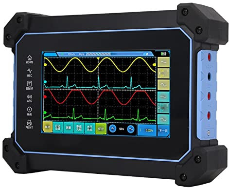 Oscilloscope à écran Tactile, Oscilloscope de Tablette Numérique Grande capacité de Batterie 4 Canaux AC100‑240V 8M Stockage Type C Charge pour l'industrie (Prise UE)