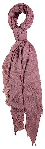 Humble Hilo Womens woven cotton Bohemian style gauze scarf shawl fringed edge (Blush)