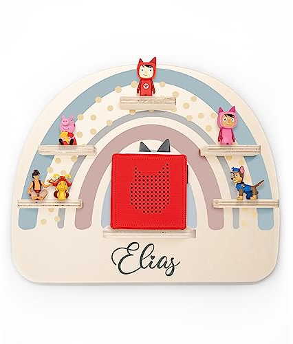 Kidsmood - Tonie Regal für Tonie Figuren mit Aussparung für Ladegerät und Kabel inkl. Musikbox Schutzfolie - Magnetisches Wandregal Kinderzimmer Dekoration - Praktisches Geschenk für Kinder