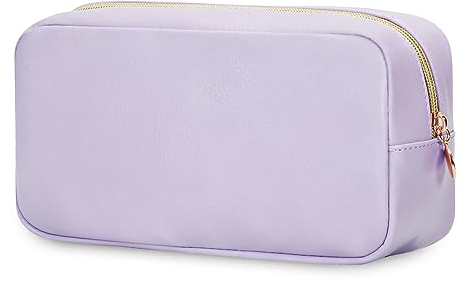 Trousse Trucchi Donna Borsa Cosmetica da Viaggio Piccolo Borsa Cosmetica Portatile con Tasca Interna in Morbida Pelle Pu Beauty Case, Viola Attesa Brevetto