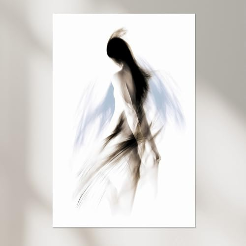 Dekomundo Engel mit Flügeln in schwebender Bewegung Kunstdruck von Original Zeichnung, 50x70 cm