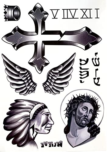 Temporary Tattoo Kreuz Tattoo Römische Nummer Tattoos Jesus Tattoo Fake Tattoos Cross Tattoo JB-01