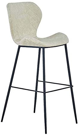 MOooy Tabouret de Bar avec Dossier et Chaise de Bar en Simili Cuir Beige avec Pieds en métal Noir, Tabouret Haut Max. 200 kg/Hauteur d'assise 75 cm (Hauteur d'assise 65 cm)