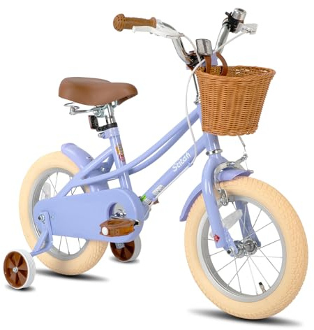 STITCH 14-Zoll-Kinderfahrrad für Mädchen von 3 bis 5 Jahren, 14-Zoll-Mädchenfahrrad mit Stützrädern und Korb, lila