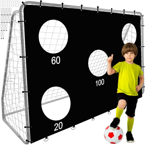 KRUZZEL Fußballtor für Kinder & Erwachsene – 240 x 170 cm – mit Zielscheibe & Netz – stabile Metallkonstruktion – Schnellmontage für Garten, Training & Schule – Inkl. Bodenanker