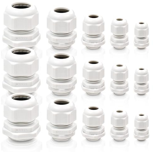 48 Pcs Adjustable Cable Glands - M12, M16, M20, M24, M32, Waterproof Outdoor Set