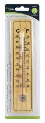 Green Blade 22cm Wooden Garden Thermometer - Large Traditional Analogue Weatherproof Outdoor Greenhouse Shed Temperature Monitor Gauge