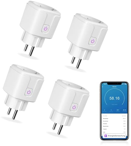 Jinvoo Zigbee-Steckdose,Smart Steckdose, Stromüberwachung, Alexa-Steckdose kompatibel mit Philips Hue, Tuya Hue, Alexa, Google Home, APP-Fernbedienung,erfordert HUE Bridge, 16 A, 4 Pack