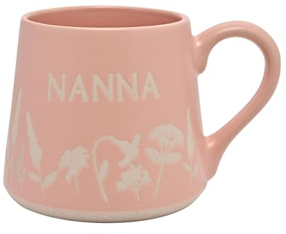 Widdop Cottage Garden Stoneware Ceramic Floral Nanna Mug - Pink Coffee Tea Hot Drinks Cup - Approx 400ml - Gift for Birthday Mother's Day Present