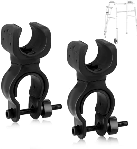 Piriuuo 2 Stück Stockhalter für Drive Rollator, Stockhalterung, Stockhalter für Gehhilfe Rollator Stockhalter Zubehör Krückenhalter Langlebiger Stockhalter für Rohr, Stockhalter für Rollstuhl Roller