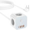 VEFVE Steckdosenwürfel mit Kabel, 7-in-1 Würfel Mehrfachsteckdose mit USB C 20W, 3 Steckdosen, 1 USB-C & 3 USB-A, 3680W Steckdosenleiste mit Schalter, 1,5 m Verlängerungskabel