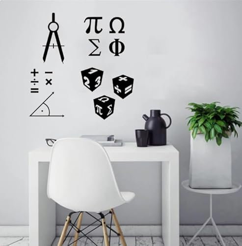 Wandaufkleber Mathe Klassenzimmer dekoratives Wandtattoo Wandbild, schwarz, 57x58cm selbstklebende abnehmbare moderne Vinyl-Poster-Aufkleber