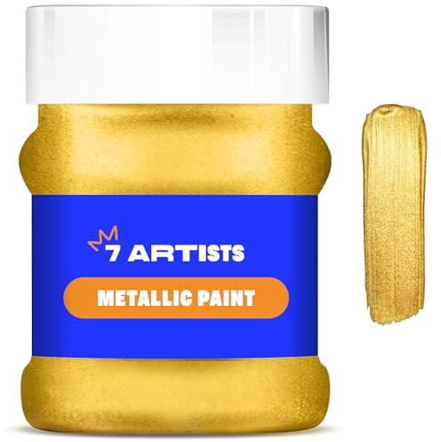 7 Artists Pintura Acrilica Dorada Rico 230 ml Pintura Dorada Manualidades | Pintura Oro Metalizado | Oro Liquido Pintura | Pinturas Acrílicas | Pintura Acrilica Dorada para Metal, Madera