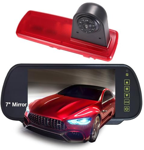 Auto Dritte Dach Top Mount Bremsleuchte Kamera Bremslicht Rückfahrkamera, Ersatz für FIAT talento Nissan NV300 Renault Trafic III Primastar Opel/Vauchall Vivaro (mit 7 Zoll Rückspiegel)
