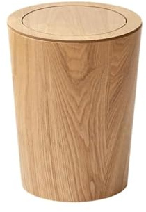 CUSDECOR Papelera Papelera Redonda, Papelera de Madera con Tapa, Papelera de Reciclaje, Papelera con Tapa para baño, Aseo de Invitados, Papelera de Cocina