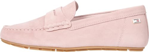 Tommy Hilfiger Elegante Damen-Slipper mit Flagge, weiches Wildleder, Pink Foggy Pink, 42 EU