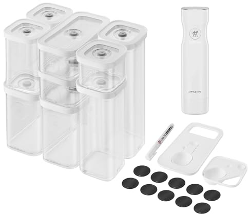 ZWILLING Set di 12 cubi in plastica, piccoli e medi con pompa a vuoto, trasparente