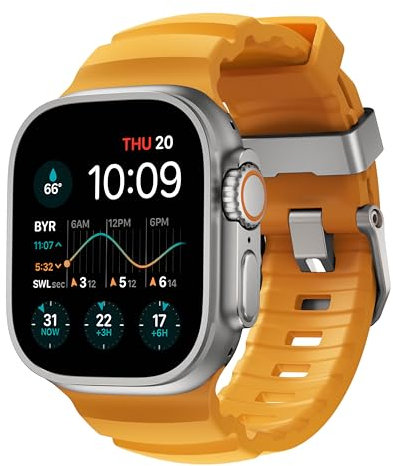 NOMAD Correa deportiva para Apple Watch Rocky Point Sol Yellow - Correa para Apple Watch de 45/49 mm con herrajes de titanio natural, correa resistente para Apple Watch para hombres y mujeres - Apple