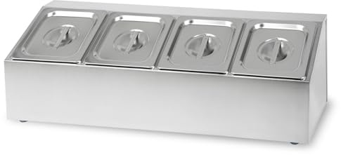 VERTES Zutatenbehälter 4 x 1/6 GN Gastronorm, Edelstahl, 100mm Tief, Hygienisch, Rostfrei, Kratzfest, Temperaturbeständig von -40° bis 300°C, für Bain Marie und Vielseitigen Einsatz in Gastronomie