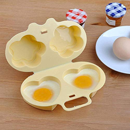 aqxreight Hervidor de Huevos Fritos en Microondas en Forma de Corazón, 4 Piezas de Molde de Huevo en Forma de Flor y Corazón con Vaporizador para Herramienta de Cocina de Gelatina de