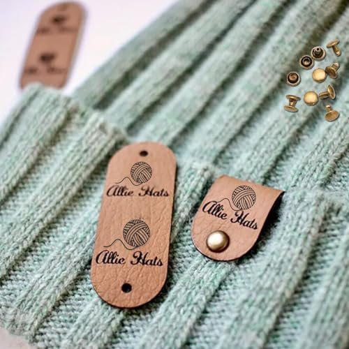 10 Stück Personalisierte Handgefertigte Lederetiketten Mit Nieten, Personalisierte Etiketten For Handgefertigte Artikel, Gestrickt Und Gehäkelt Mit Nieten, Verschiedene Farboptionen Aus Kunstleder