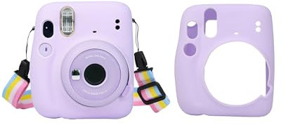 Silicone Jelly Case for Fujifilm Instax Mini 11 Camera - Soft Protective Cover with Precise Cutouts Humanized Design, Solid Color.Purple