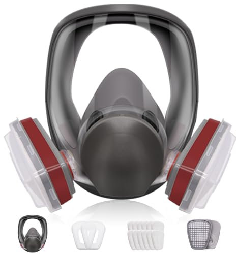 Full Face Cover,Safety Dust Face Cover Reusable,16 In 1 Respirator Mask,Includes 2 Filter Cartridges,10 Replaceable filter Cotton,Full Face Mask And lid, bag