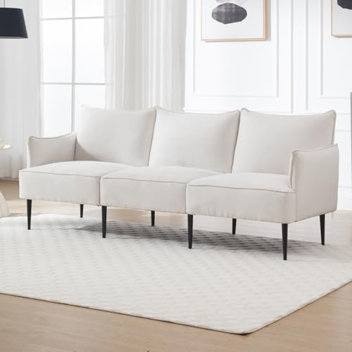 chairus 3 Sitzer Sofa Couch für Wohnzimmer Chenille Loungesofa Sektionssofa Couch mit Metallbeinen Polstersofa Bettsofa Schlafzimmer Büro (Weiß-3)