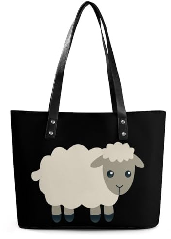 LZNJZ PU-Leder-Tragetasche, Cartoon-süße Schaf-Handtaschen für Damen, Niedliches Cartoon-Schaf, 29*34*14cm