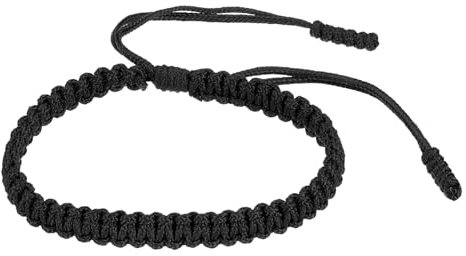 PATIKIL Braided Bracelet, Mens Women Tibetan String Rope Bracelet Handmade Lucky Prayer Protection Adjustable Size for Gifts Anniversary Family, Black