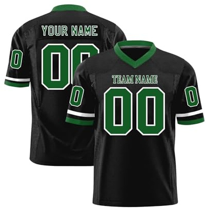 Personalisiert American Football Trikot für Herren Damen Jugend Vorschule Personalized Printed Team Name Number Logo Custom Football Jersey Schnelltrocknend Atmungsaktiv Schwarz