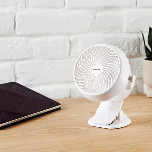 New White Portable Cordless Clip-on Fan With Quiet Operation,Full 360 Degree Swivel & Tilt To Direct Cool Air in Any Direction Mini Desk Fan -A21