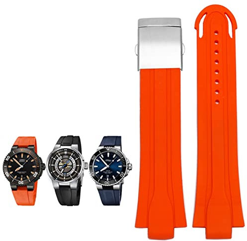 BNCXMO 24 mm*12mm Lugend Gummi -Waterfach -Uhrband für Oris Armband Silikonuhr -Gurt aus Edelstahl Klaspeln
