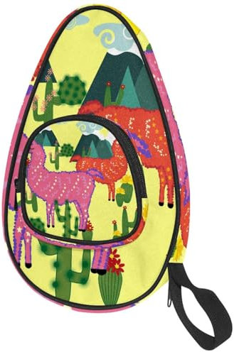 VAPOKF Housse pour raquette de tennis de table, alpaga, lama, cactus, raquette de ping-pong avec pochette pour 4 à 5 balles