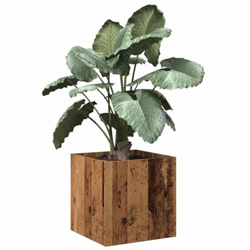 HaoChrymec Jardinera Imitación Madera Recuperada 40x40x40 cm, Material Madera de Ingeniería, Floreiras Exterior, Jardinera Balcón, Huerto Urbano, Decoración Interior