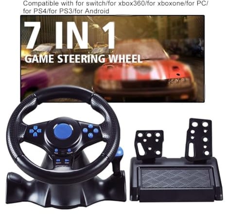Gettimore USB Game Steering Wheel with Vibration for Nintendo Switch, for Xbox, for PS4, for PS3 and PC
