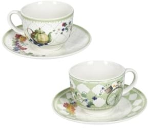 BRANDANI 51831 Tazzina Caffè Wonderland set 2 pz in New Bone China con piattini, 70 ml