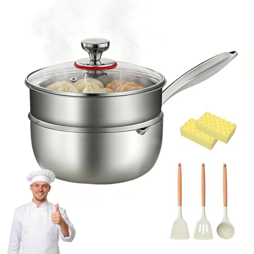 Titan Pfanne 18/20/22/24cm mit Deckel, Titanium Pan, Edelstahlpfanne Unbeschichtet & Kratzfest, Wabenstruktur Pfannen Ohne Chemikalien, Spülmaschinenfest Für Gas & Elektroherd (Dämpfeinsatz, 22cm)