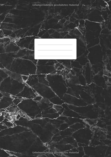 Notizheft DIN A4: 110 Seiten liniert ohne Rand | Lineatur 21 Notizbuch gebunden | Ideal als Journal, Tagebuch, Schulheft, Collegeblock, Heft für Notizen | Glanz Softcover Marmor Schwarz