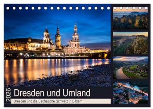 Dresden und Umland (Tischkalender 2026 DIN A5 quer), CALVENDO Monatskalender: Dresden und die Sächsische Schweiz in Bildern (CALVENDO Orte)