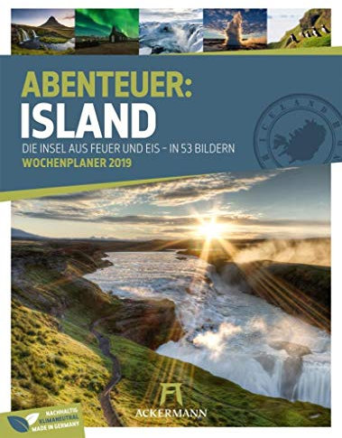 Island - Wochenplaner 2019, Wandkalender im Hochformat (25x33 cm) - Wochenkalender mit Rätseln und Sudoku auf der Rückseite: NEU