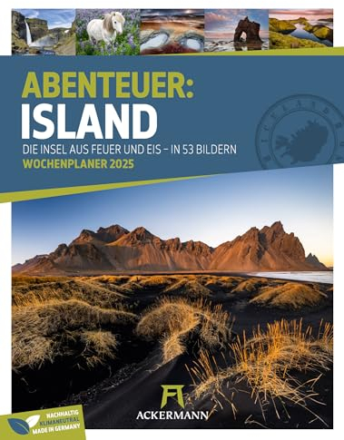 Island - Wochenplaner Kalender 2025, Wandkalender im Hochformat (25x33 cm) - Wochenkalender mit Rätseln und Sudokus auf der Rückseite