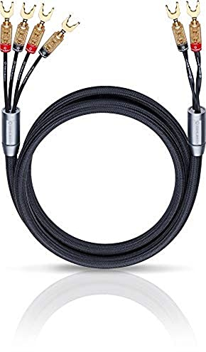 Oehlbach XXL Fusion Four - High-End Bi-Wiring Lautsprecherkabel Stereo Set mit Kabelschuh-Verbinder - Made in Germany - 2 x 3,5m - schwarz