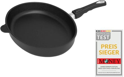 AMT Gastroguss Fischpfanne, 41 x 27 cm, 5 cm hoch, mit abnehmbarem Stiel, induktionstauglich, Lotan® Antihaft-Veredelung, Aluguss (Aluminium), AMZN-I-4127-Z20B
